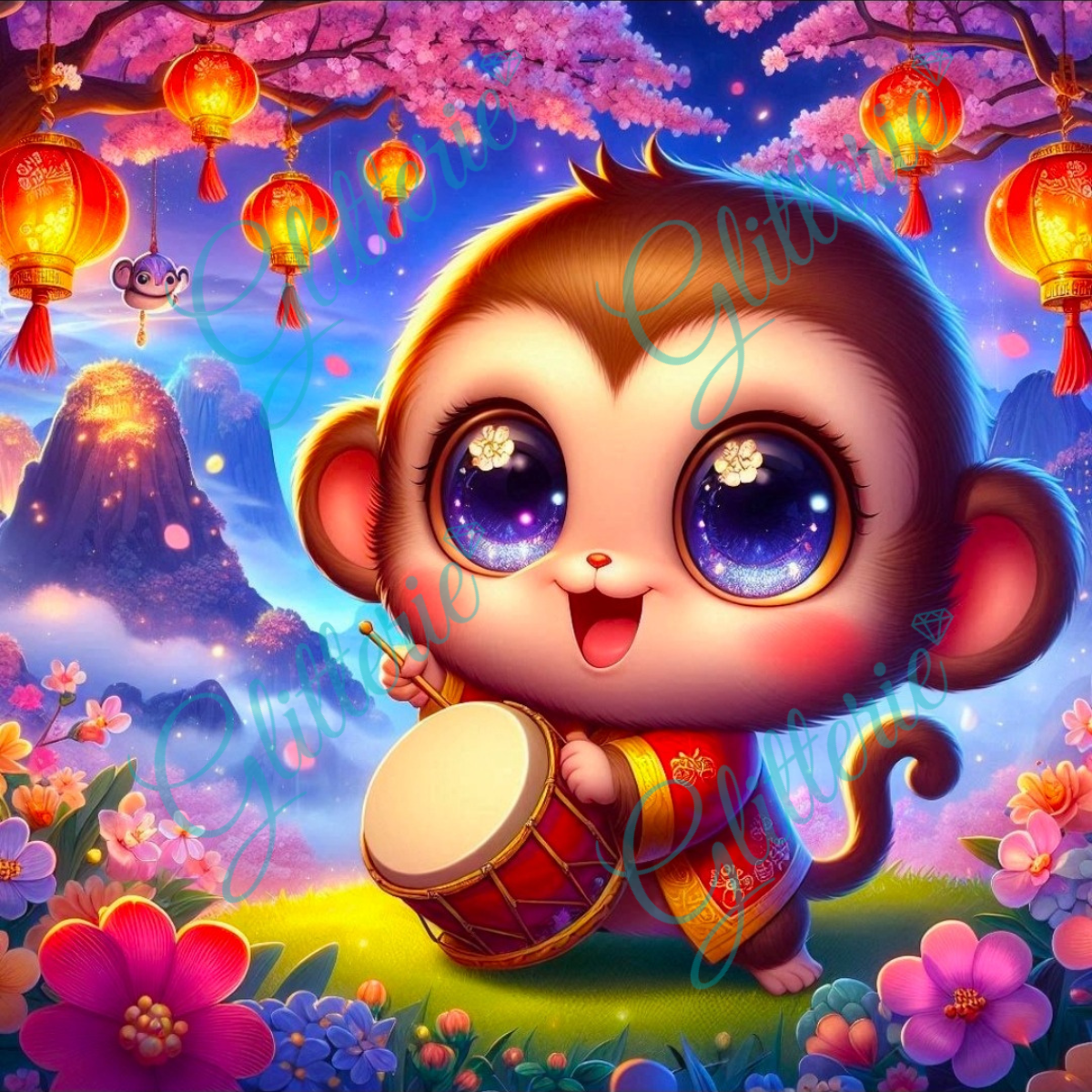 Broderie Diamant - Le singe - Glitterie