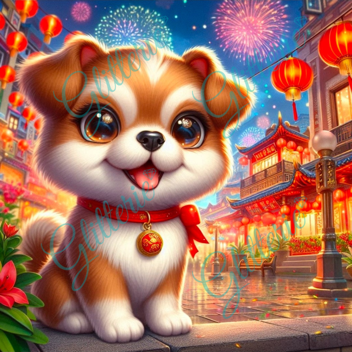 Broderie Diamant - Le chien - Glitterie