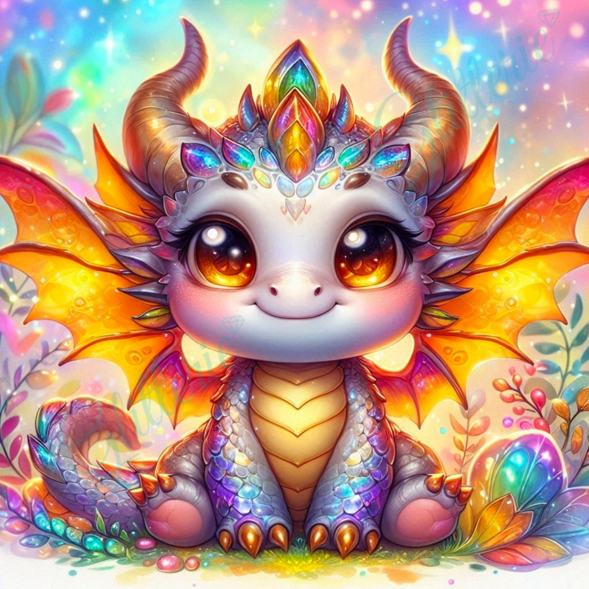 Broderie Diamant - Aurélia, la Dragonne des Gemmes Royales - Glitterie