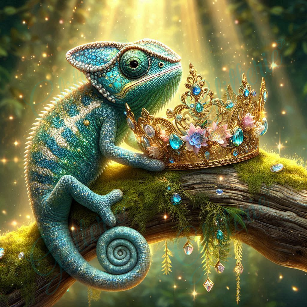 Broderie Diamant - Le caméléon royal - Glitterie