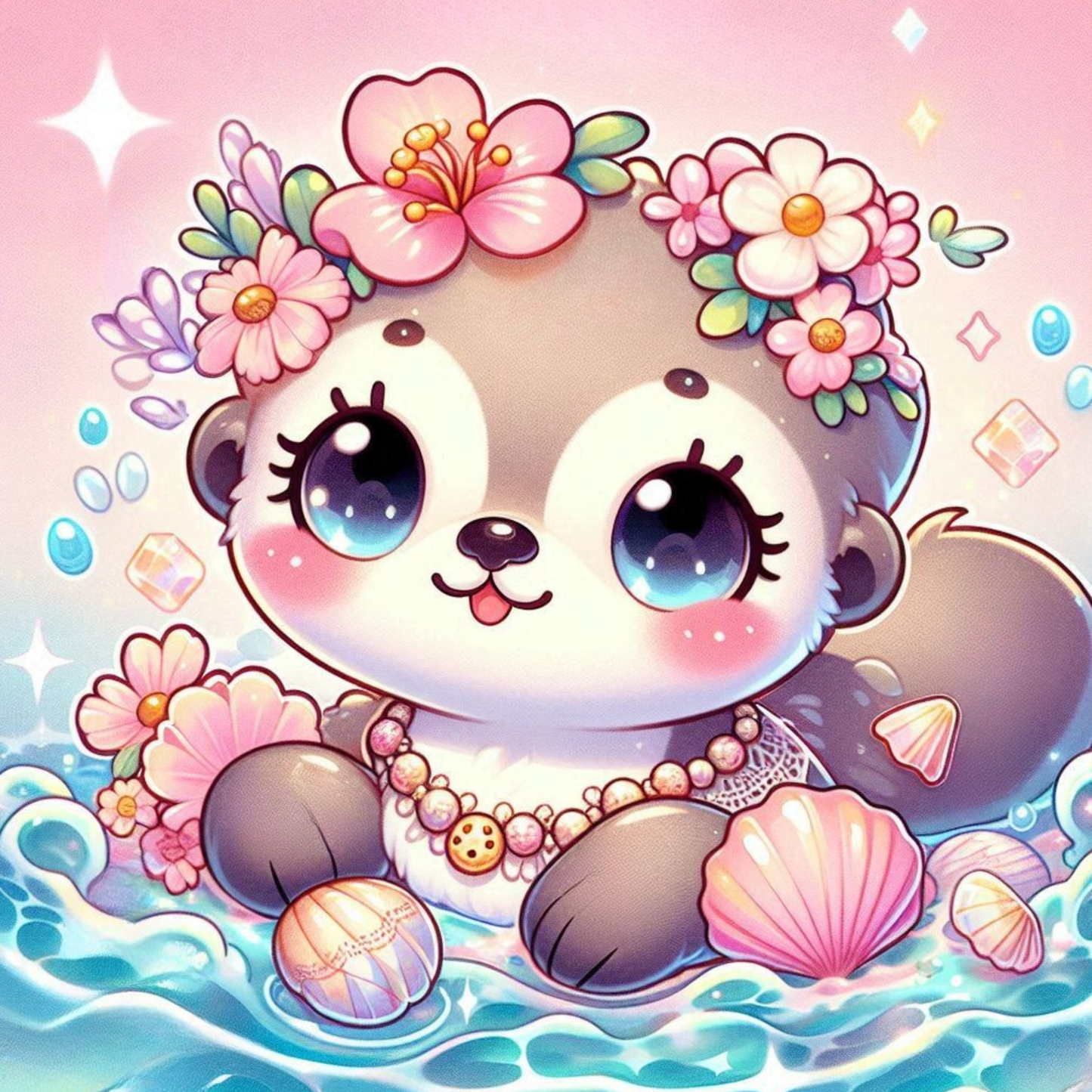 Broderie Diamant - Perlina, la loutre aux trésors