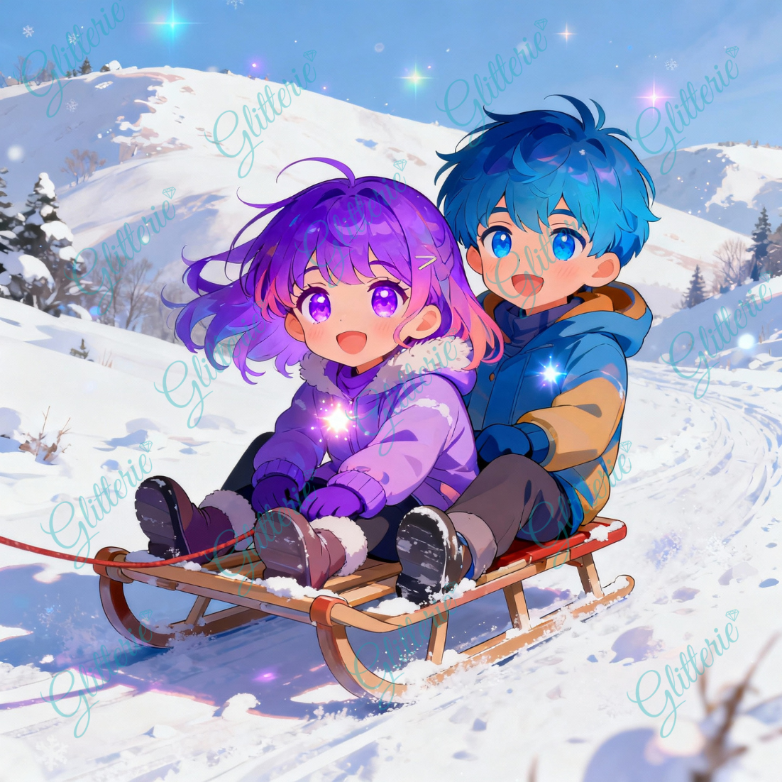 Broderie Diamant - Rires sur la poudreuse