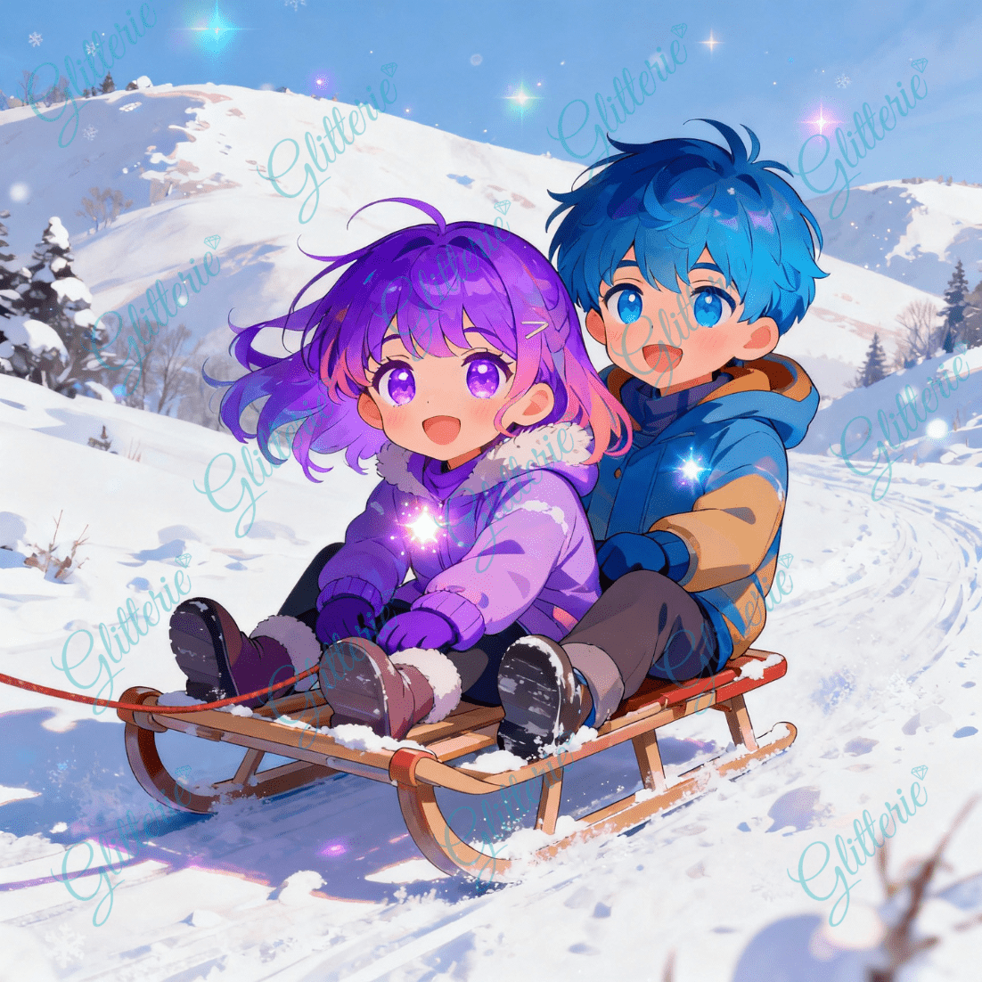 Broderie Diamant - Rires sur la poudreuse - Glitterie