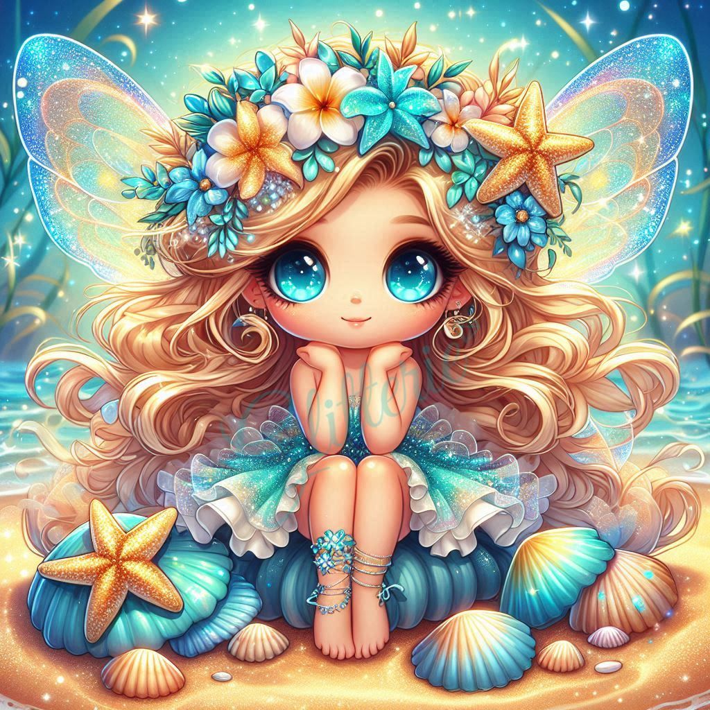 Broderie Diamant - Fée du rivage turquoise