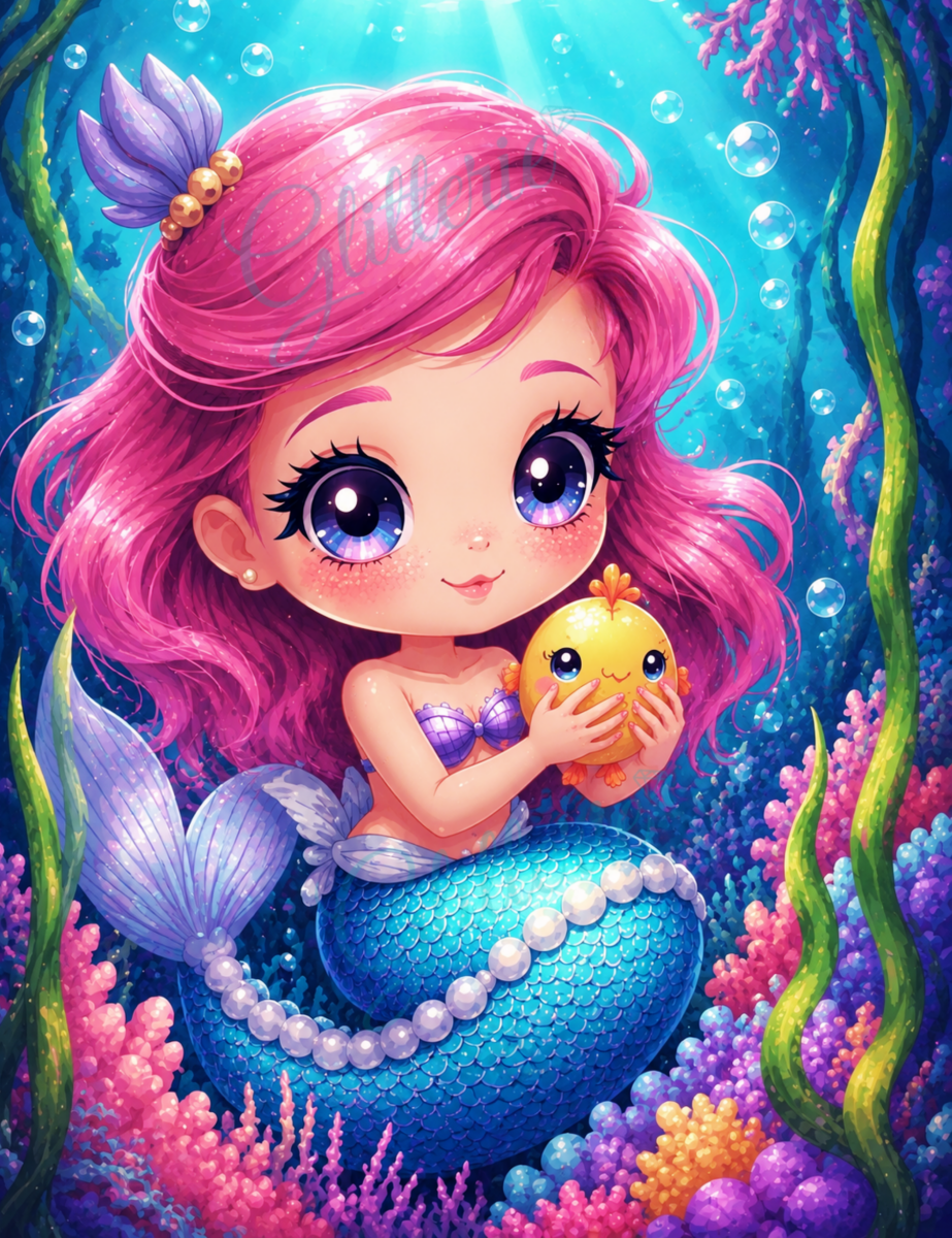 Broderie Diamant - Aurore et le poisson d'or - Glitterie