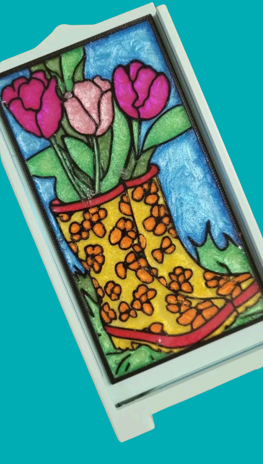 Plateau diamond painting - Botte de tulipes
