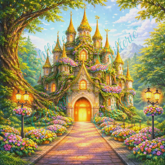 Broderie Diamant - Château printanier - Glitterie