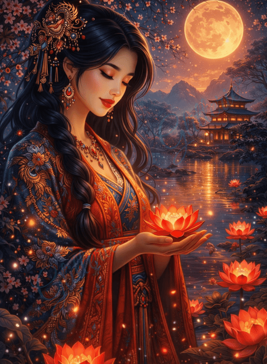 Broderie Diamant - Lotus de minuit - Glitterie