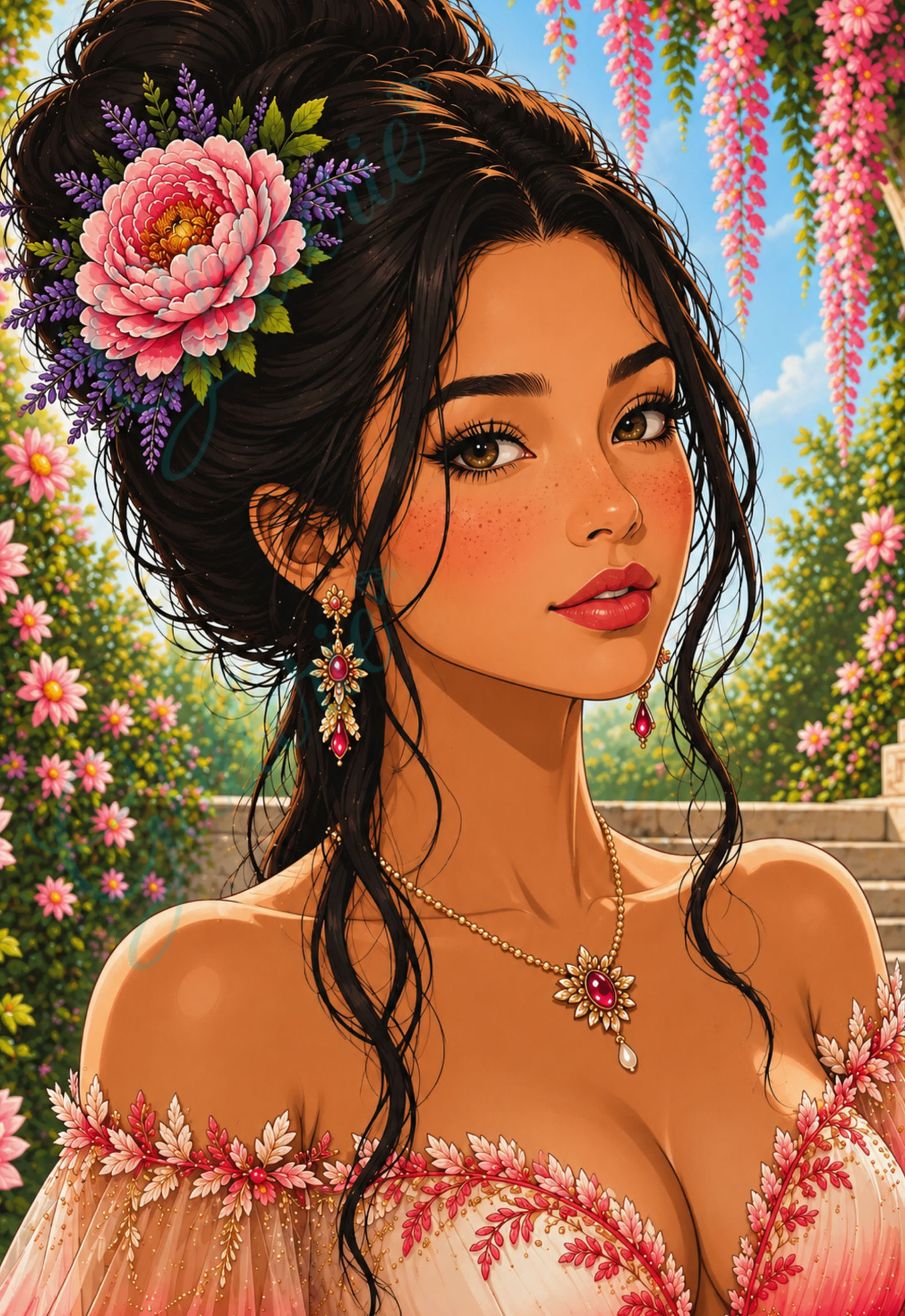 Broderie Diamant - La Reine des pivoines