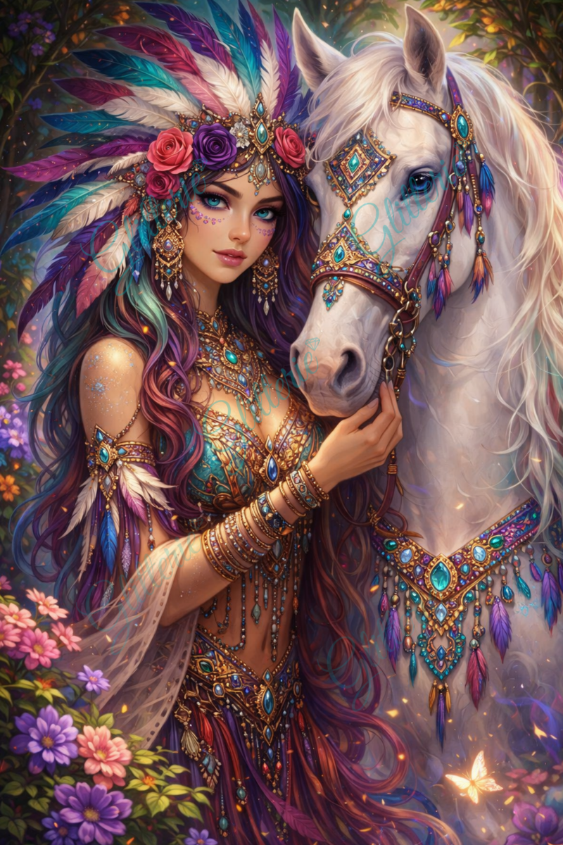 Broderie Diamant - Cavalière des rêves - Glitterie