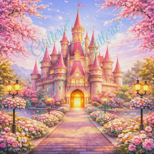 Broderie Diamant - Château rose