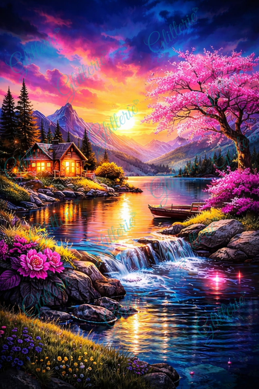 Broderie Diamant - Le cerisier du lac - Glitterie