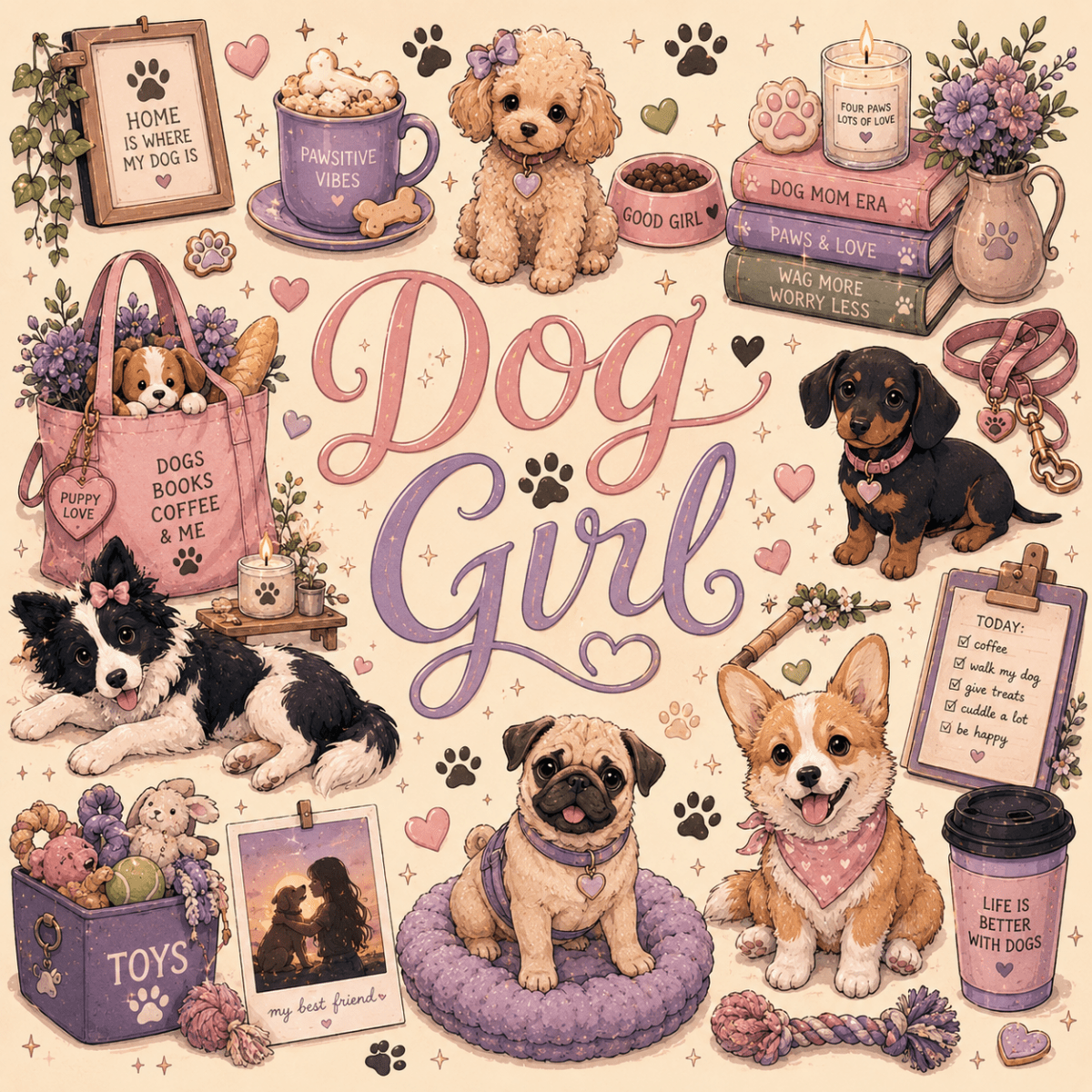 Broderie Diamant - Dog Girl - Glitterie