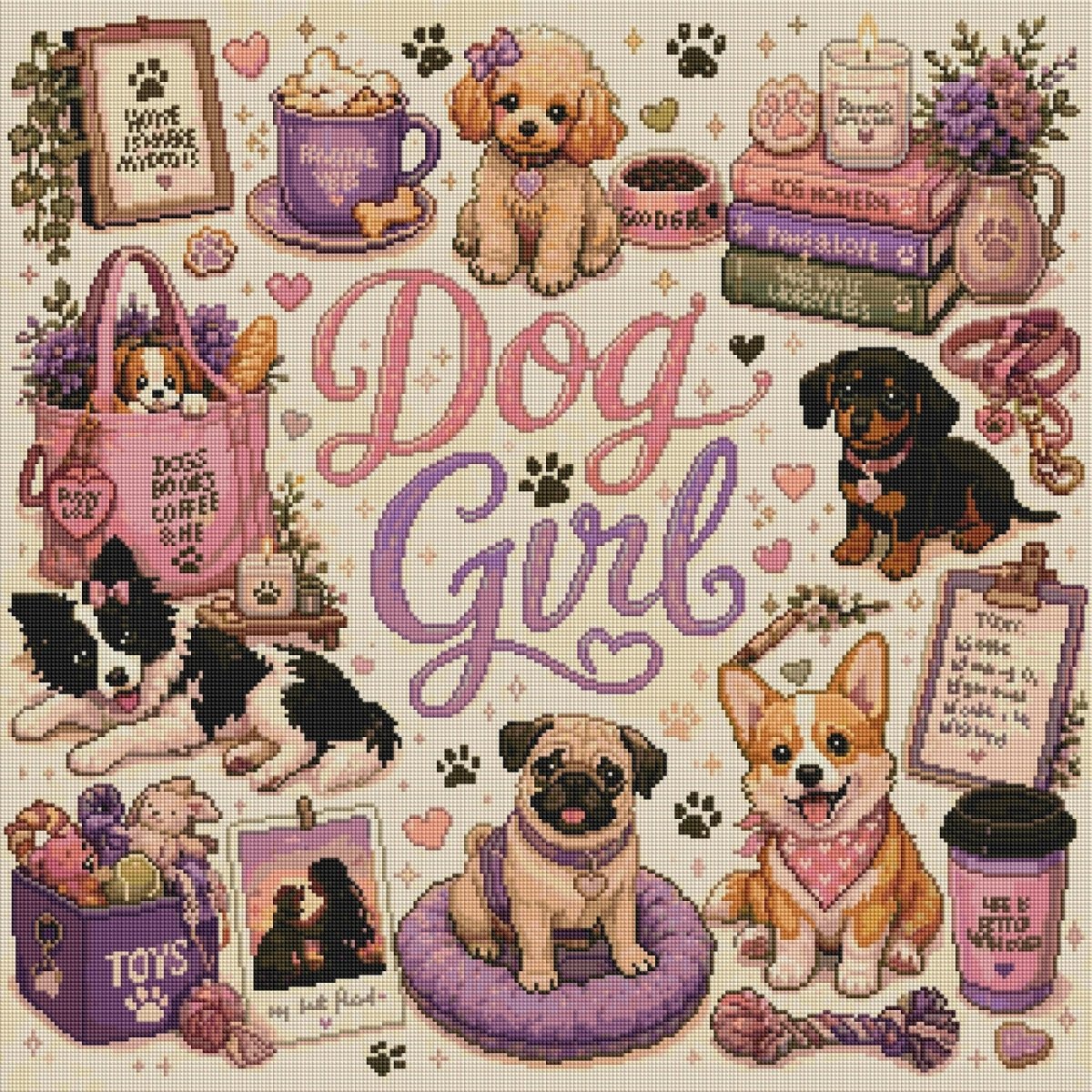 Broderie Diamant - Dog Girl - Glitterie