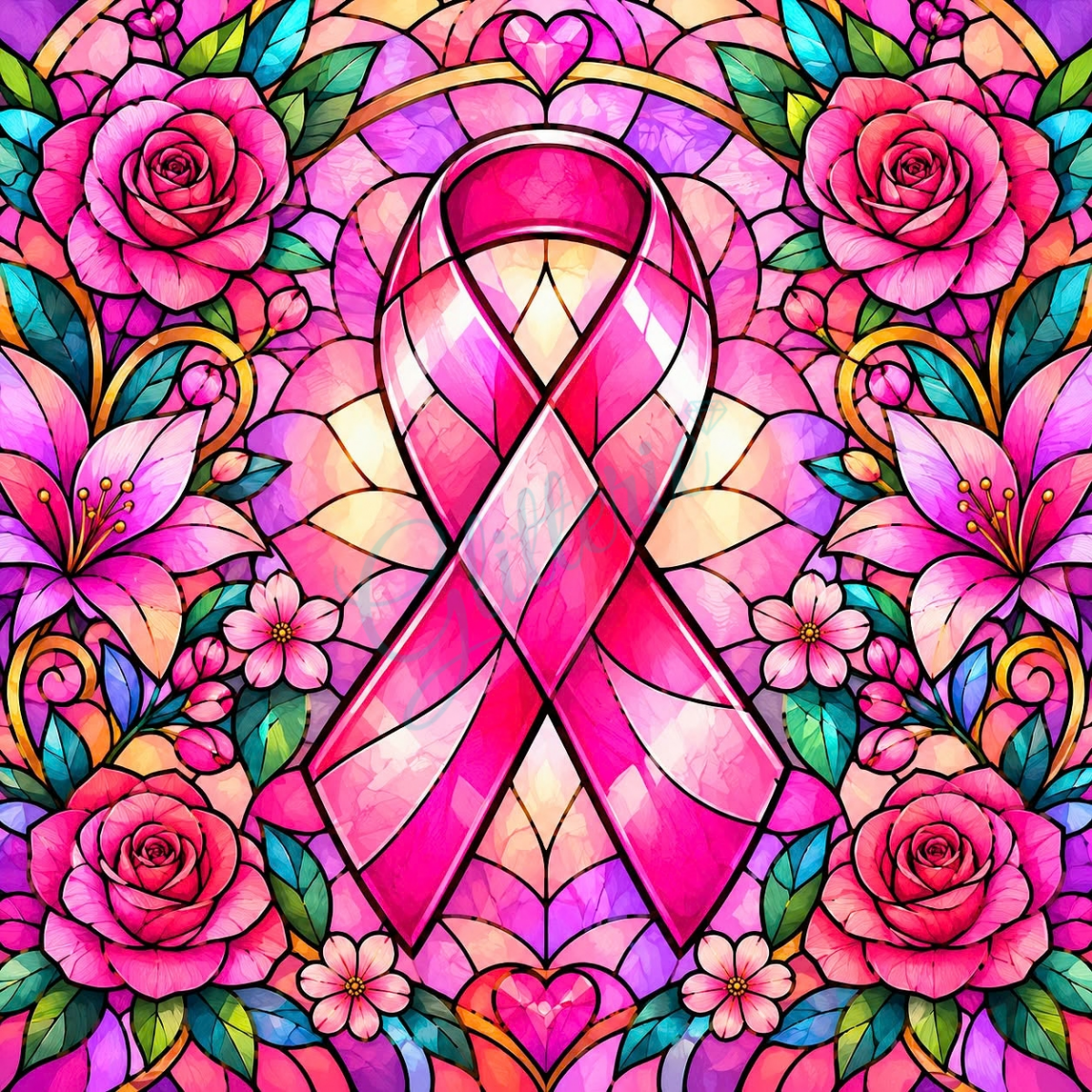 Octobre rose - vitrail d’espoir - Glitterie