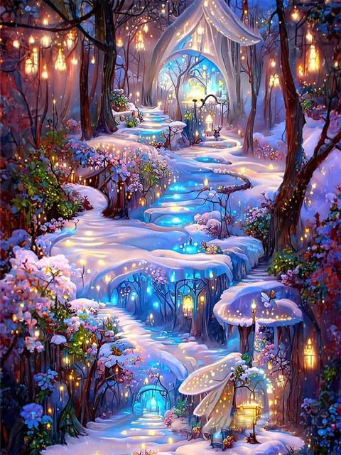 Broderie Diamant AB+ - Village des fées d'hiver - Glitterie