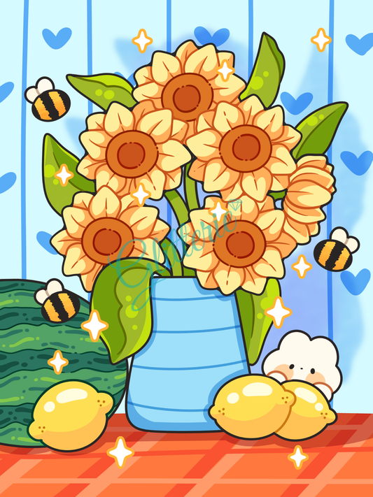 Broderie Diamant - Sunflowers and lemons
